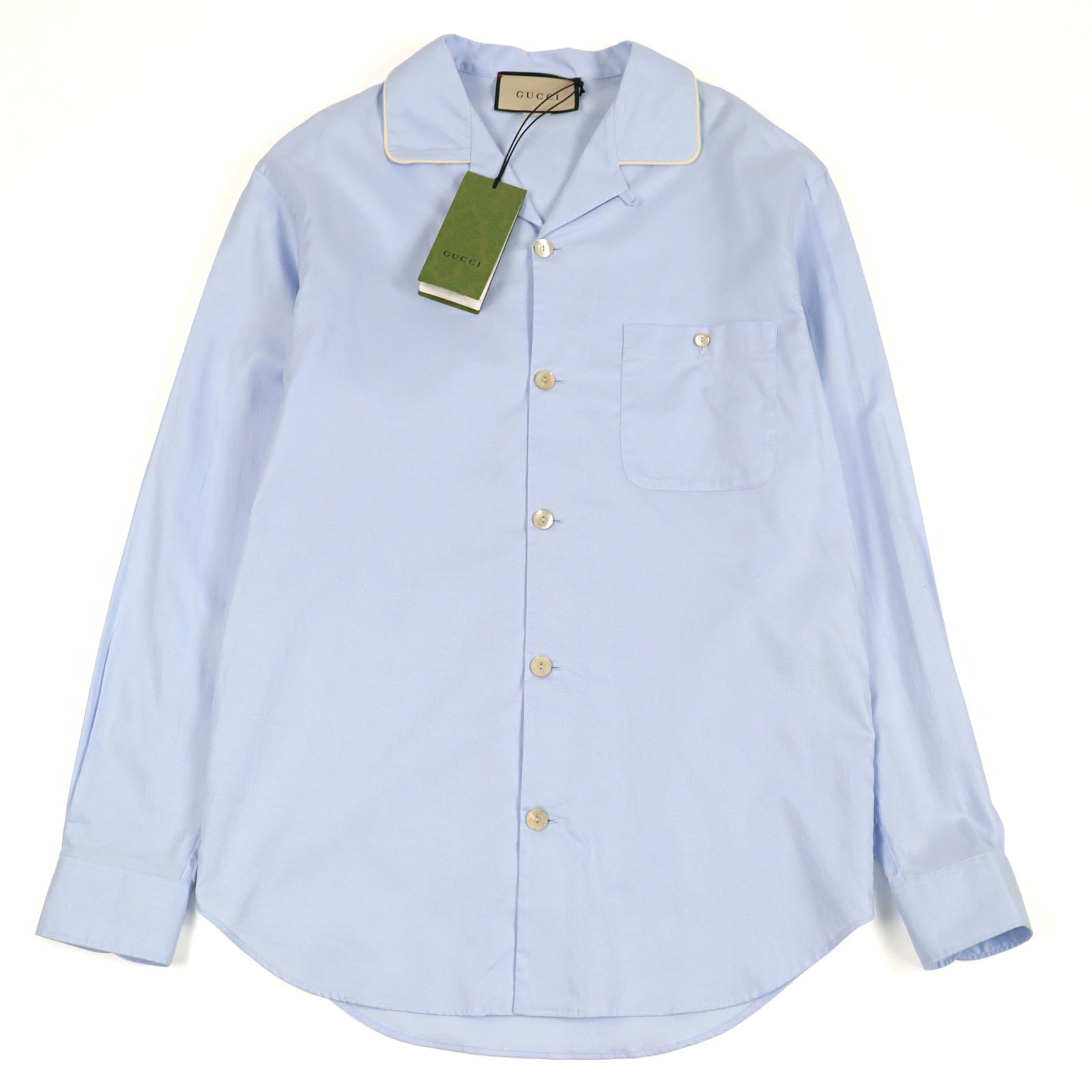 未使用品 グッチ 長袖シャツ ブルー メンズ 44 664869