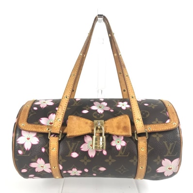ルイヴィトン LOUIS VUITTON パピヨン M92009 モノグラムチェリーブロッサム 村上隆 トートバッグ カバン ショルダーバッグ ハンドバッグ モノグラムキャンバス ブラウン