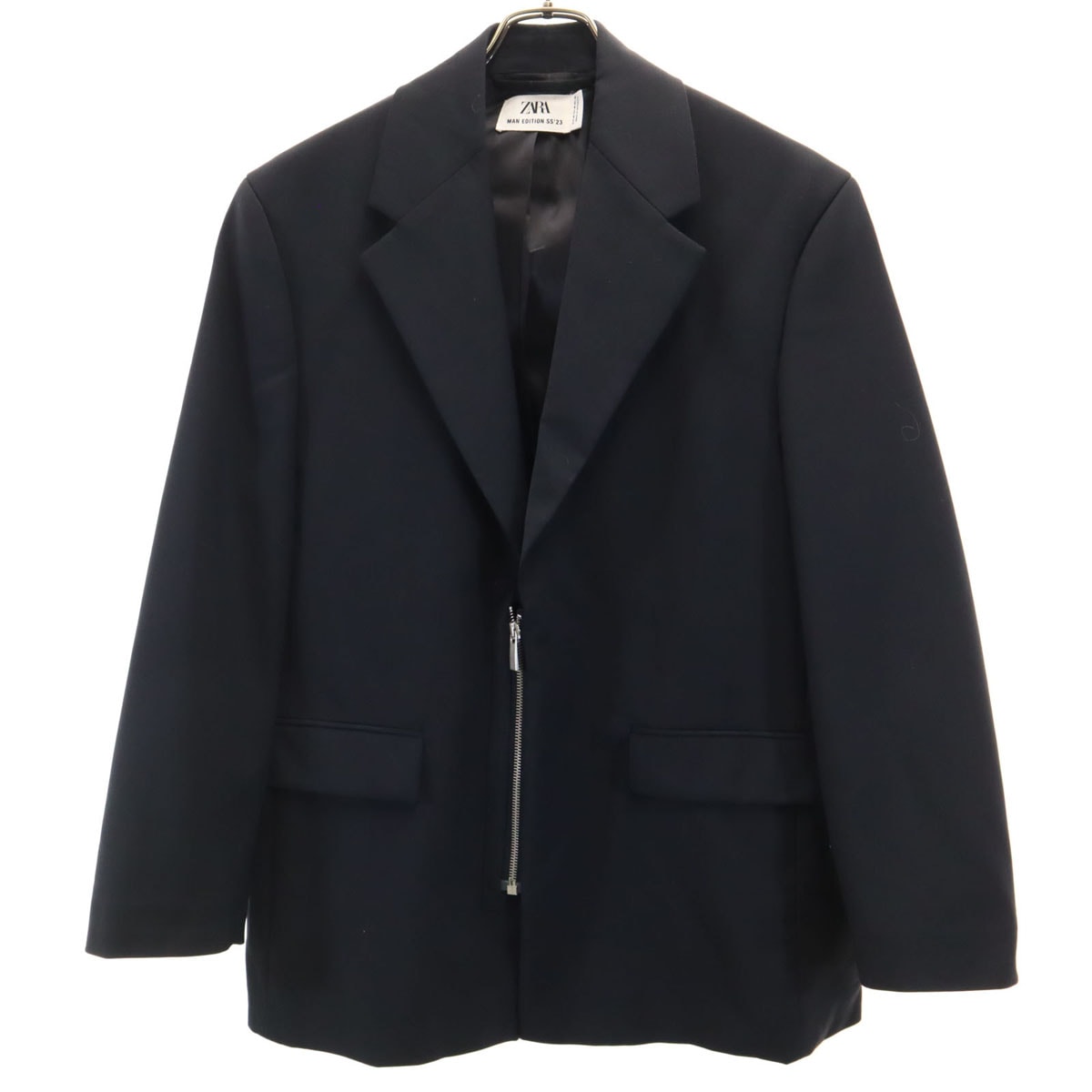 ZARA ザラ ジップアップ テーラードジャケット 46 ブラック