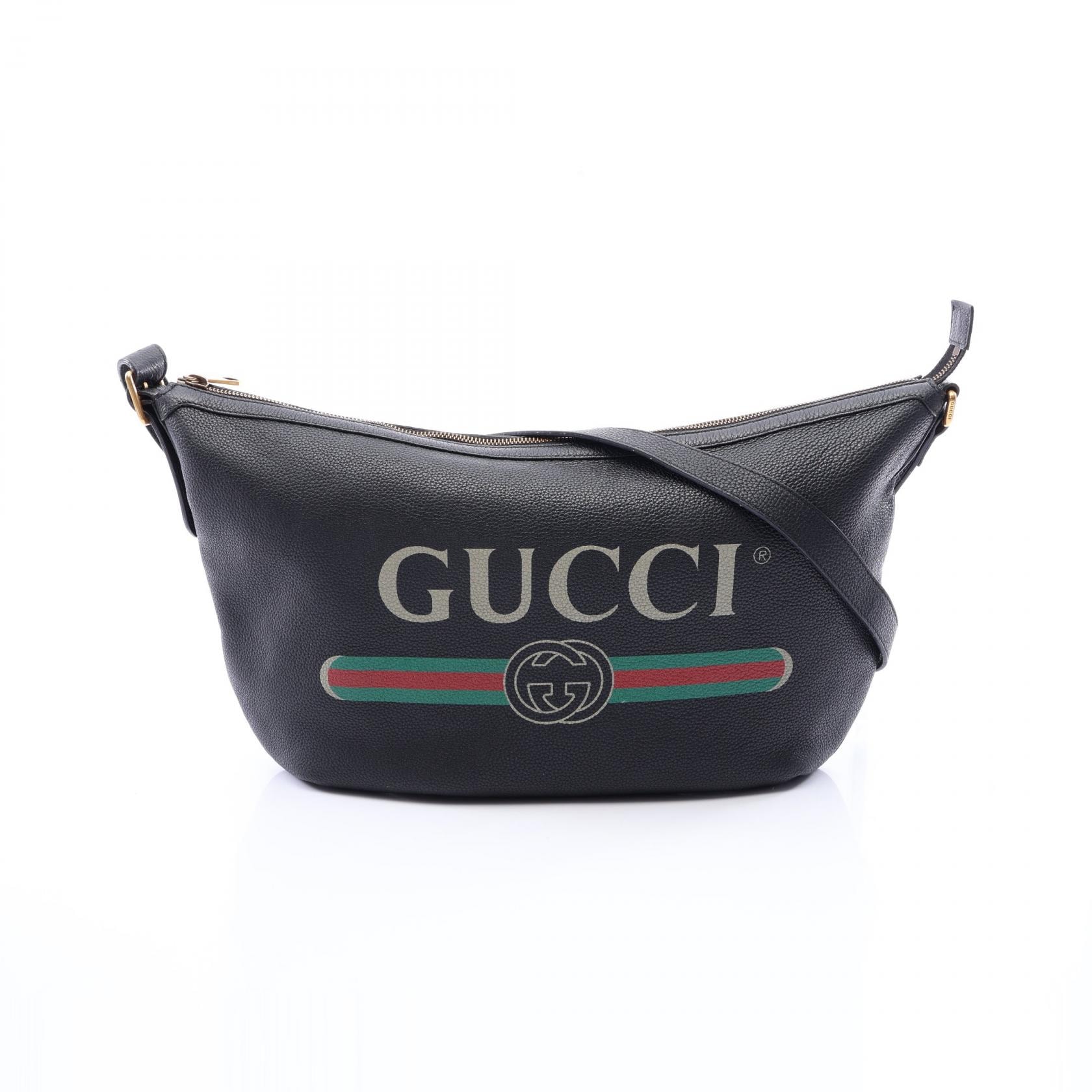 グッチ GUCCI ハーフムーン ホーボー ヴィンテージロゴ ショルダーバッグ バッグ レザー レディース ブラック系 / マルチカラー 523588 【中古】