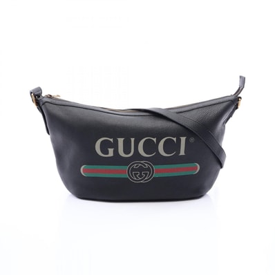 グッチ GUCCI ハーフムーン ホーボー ヴィンテージロゴ ショルダーバッグ バッグ レザー レディース ブラック系 / マルチカラー 523588 【中古】