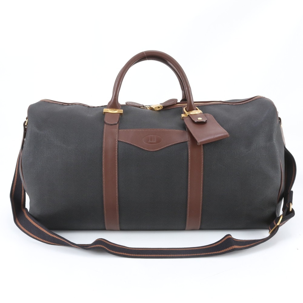 ■美品 ダンヒル ボストン バッグ レザー×コーティングキャンバス