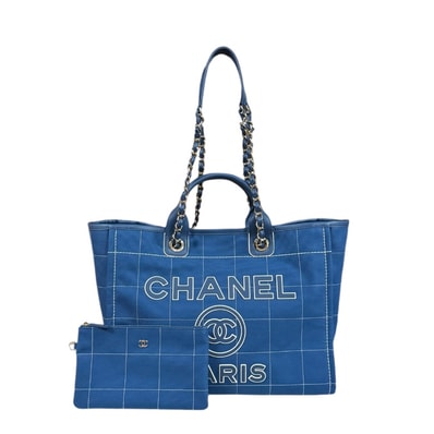 シャネル ドーヴィルGM ショルダーバッグ キャンバス A66941 ブルー レディース CHANEL 中古