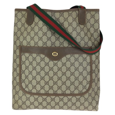 美品 GUCCI グッチ オールドグッチ シェリーライン ベージュ ブラウン GGスプリームキャンバス レザー/ トートバッグ ショルダーバッグ 601707 【中古】