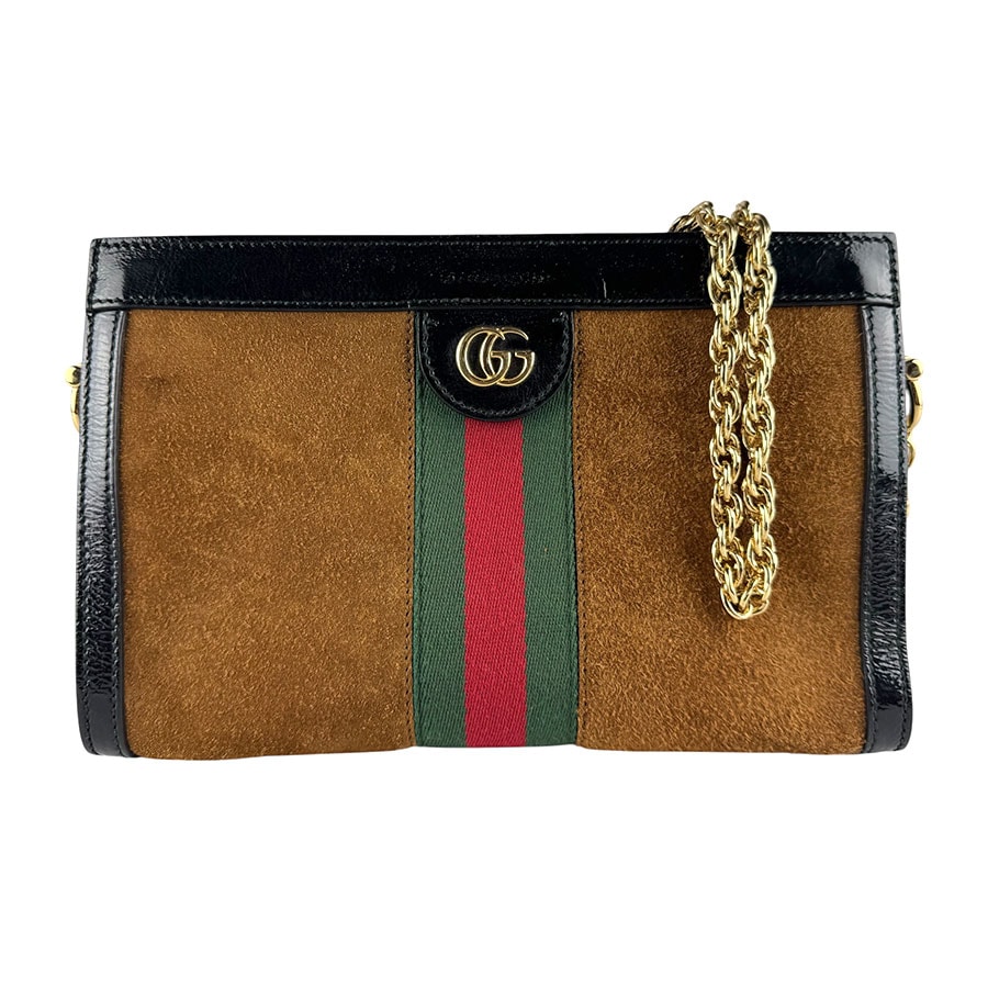 グッチ GUCCI ショルダーバッグ オフィディア スエード/パテントレザー ブラウン/ブラック レディース 503877【中古】 z10277