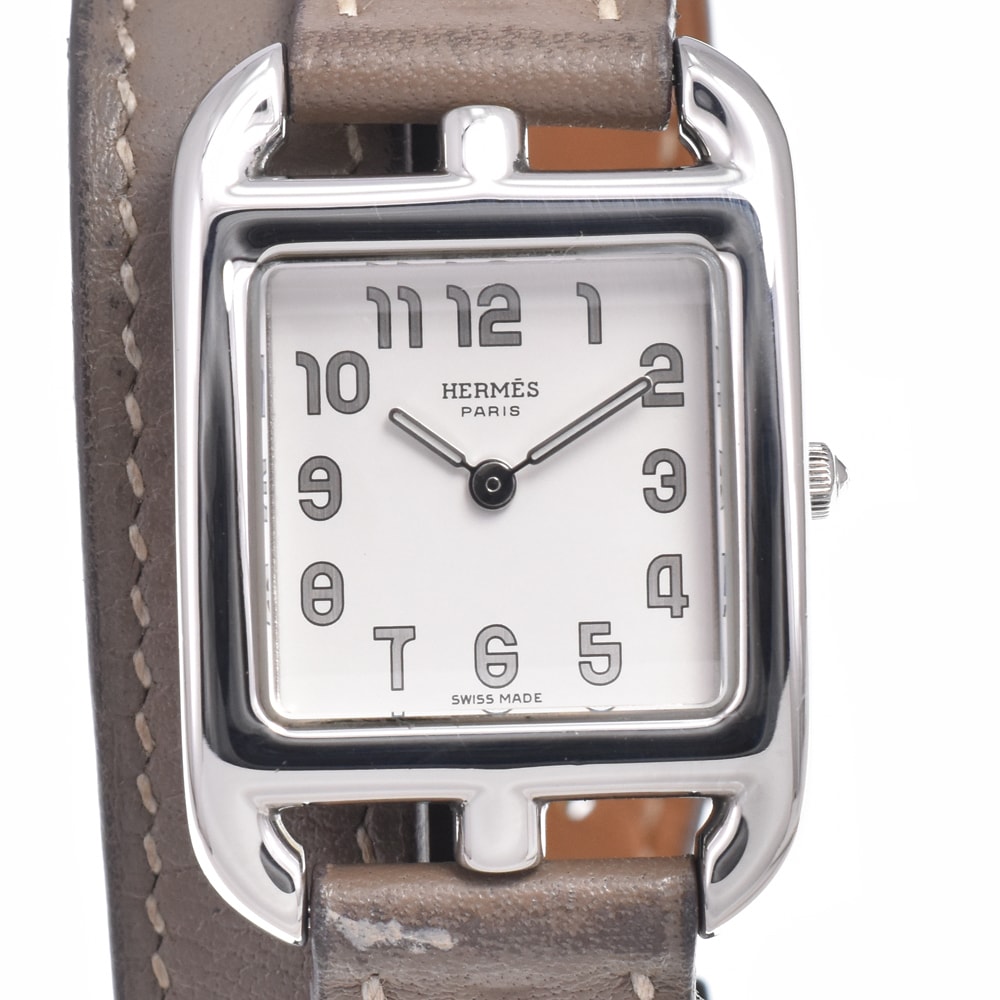 エルメス HERMES CC1.210 ケープコッド ドゥブルトゥール シルバー クォーツ レディース 良品 腕時計 J#150089