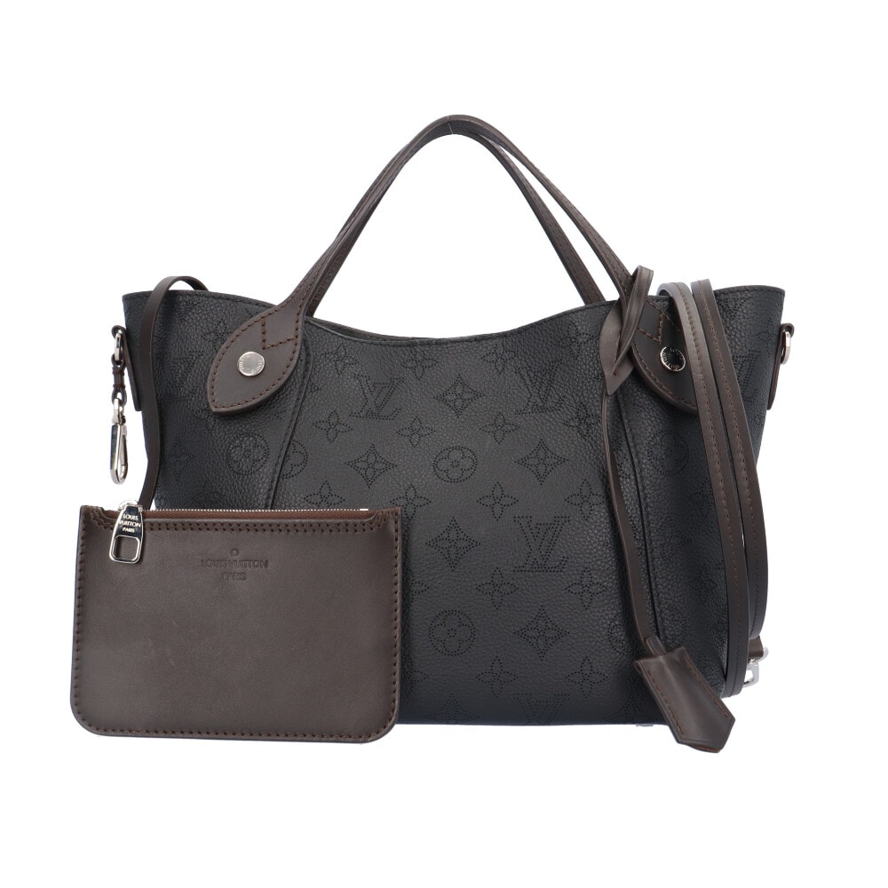 ルイヴィトン ヒナPM モノグラムマヒナ ショルダーバッグ モノグラムマヒナ M54350 ブラック レディース LOUIS VUITTON  中古