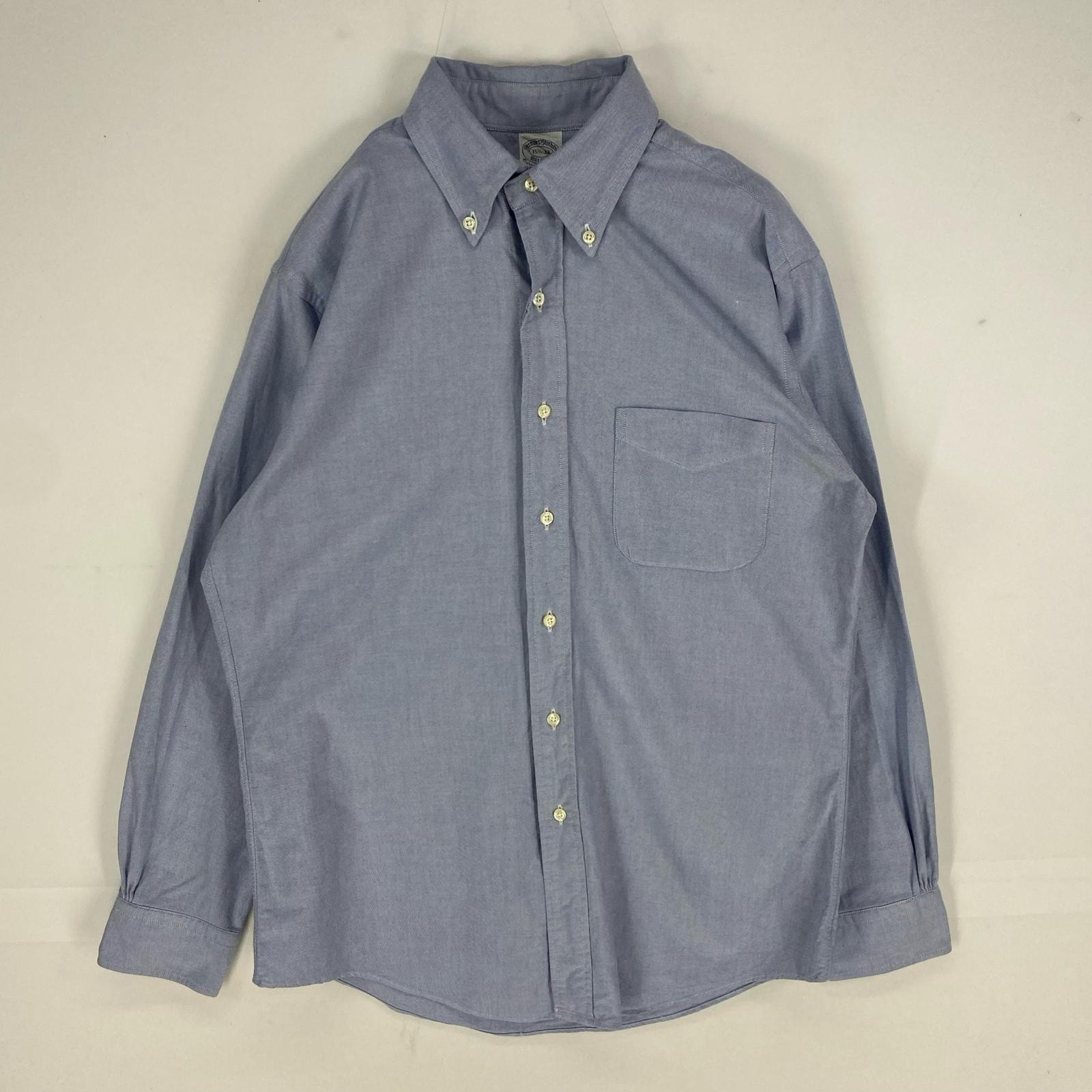 古着 ブルックスブラザーズ Brooks Brothers USA製 長袖シャツ ボタンダウン 胸ポケット 1818 M ブルー系 メンズ