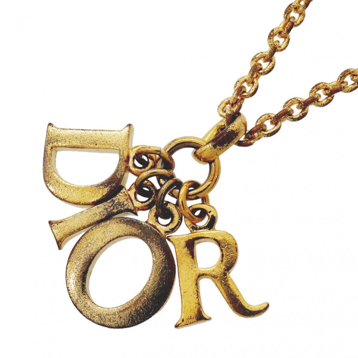 ★SALE【6jgb0445-k】クリスチャンディオール ネックレス ディオールロゴ GPメッキ ゴールド【中古】レディース