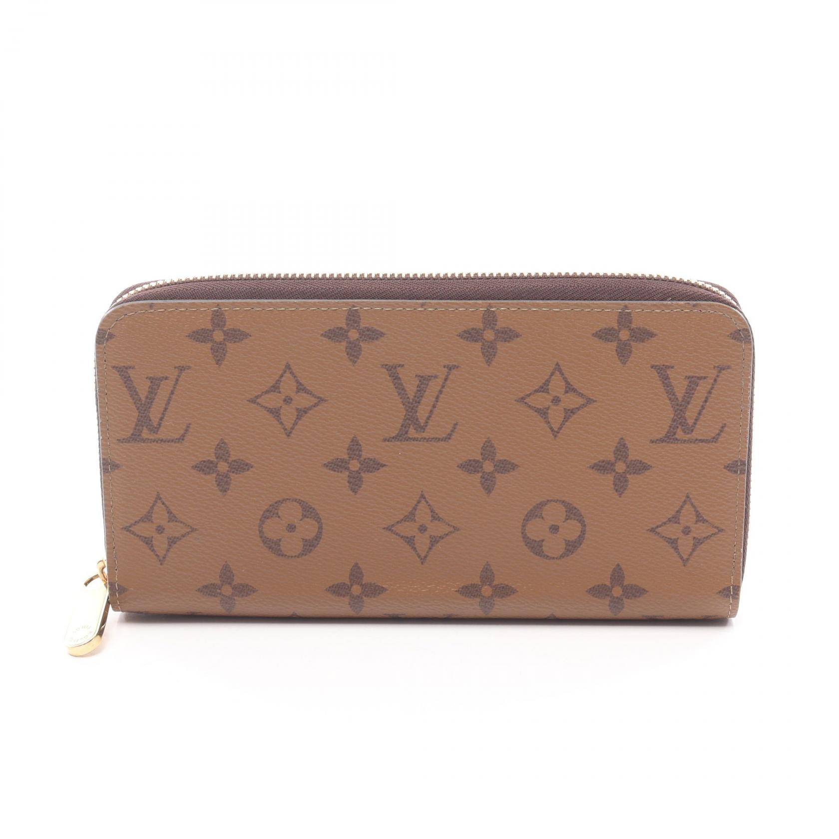 ルイ・ヴィトン LOUIS VUITTON ジッピーウォレット ラウンド長財布 財布 PVCコーティングキャンバス モノグラム・リバース レディース ブラウン系 M82444 【中古】