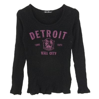 HYSTERIC GLAMOUR ヒステリックグラマー 0134CL03 DETROIT リブ編み 薄手 ニット カットソー ブラック系 FREE【中古】