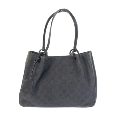 美品 GUCCI グッチ ブラック 黒 GGキャンバス レザー/ トートバッグ ショルダーバッグ 601647 【中古】