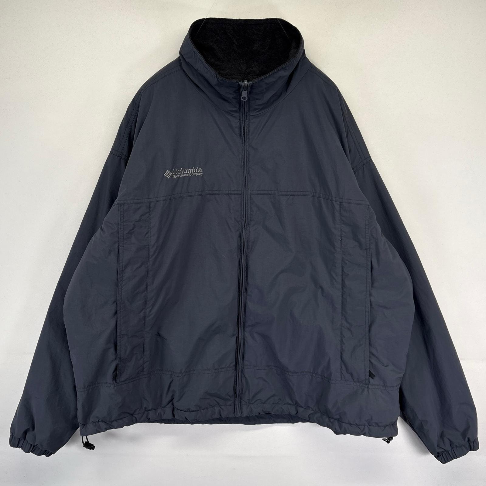古着 コロンビア Columbia ナイロンジャケット フルジップ ウォームアップ アウトドア ワンポイントロゴ刺繍 2XL  グレー系 メンズ