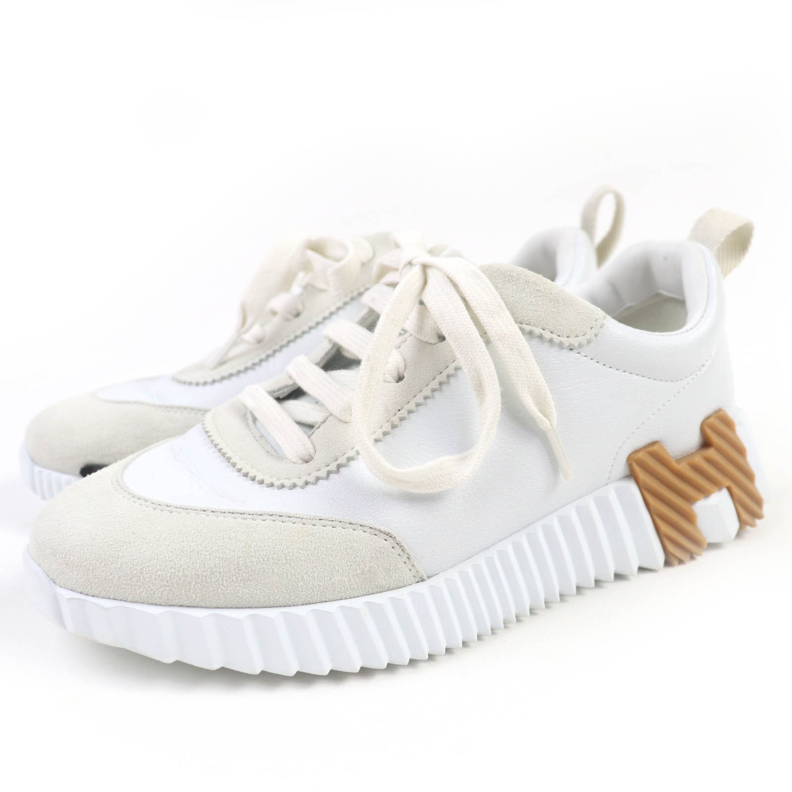 美品 エルメス
 ローカットスニーカー バウンシング ホワイト レディース 34.5