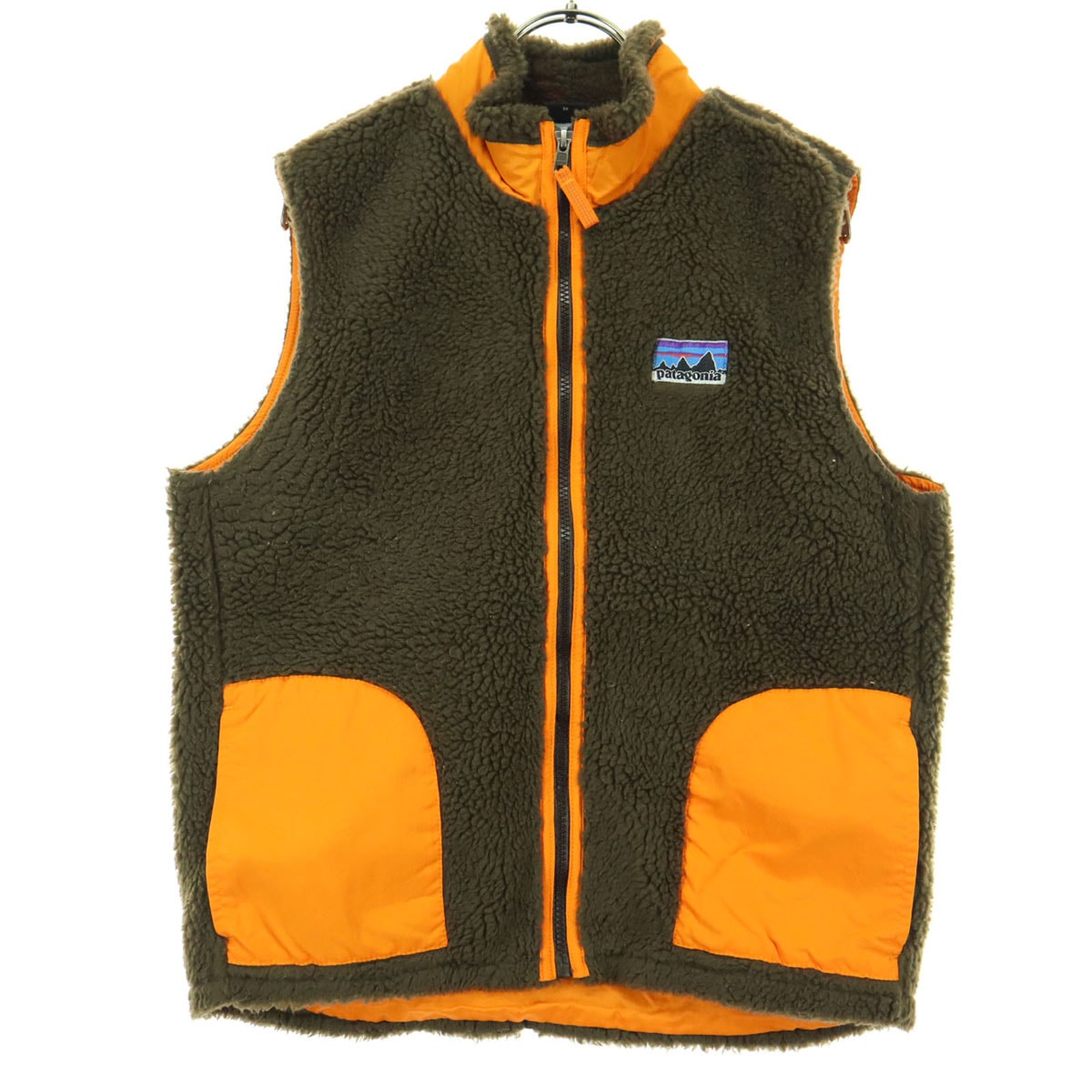 patagonia パタゴニア ワンポイントロゴ ツートンカラー ノースリーブ ボア ベスト 14 ブラウン 品番65617FA12