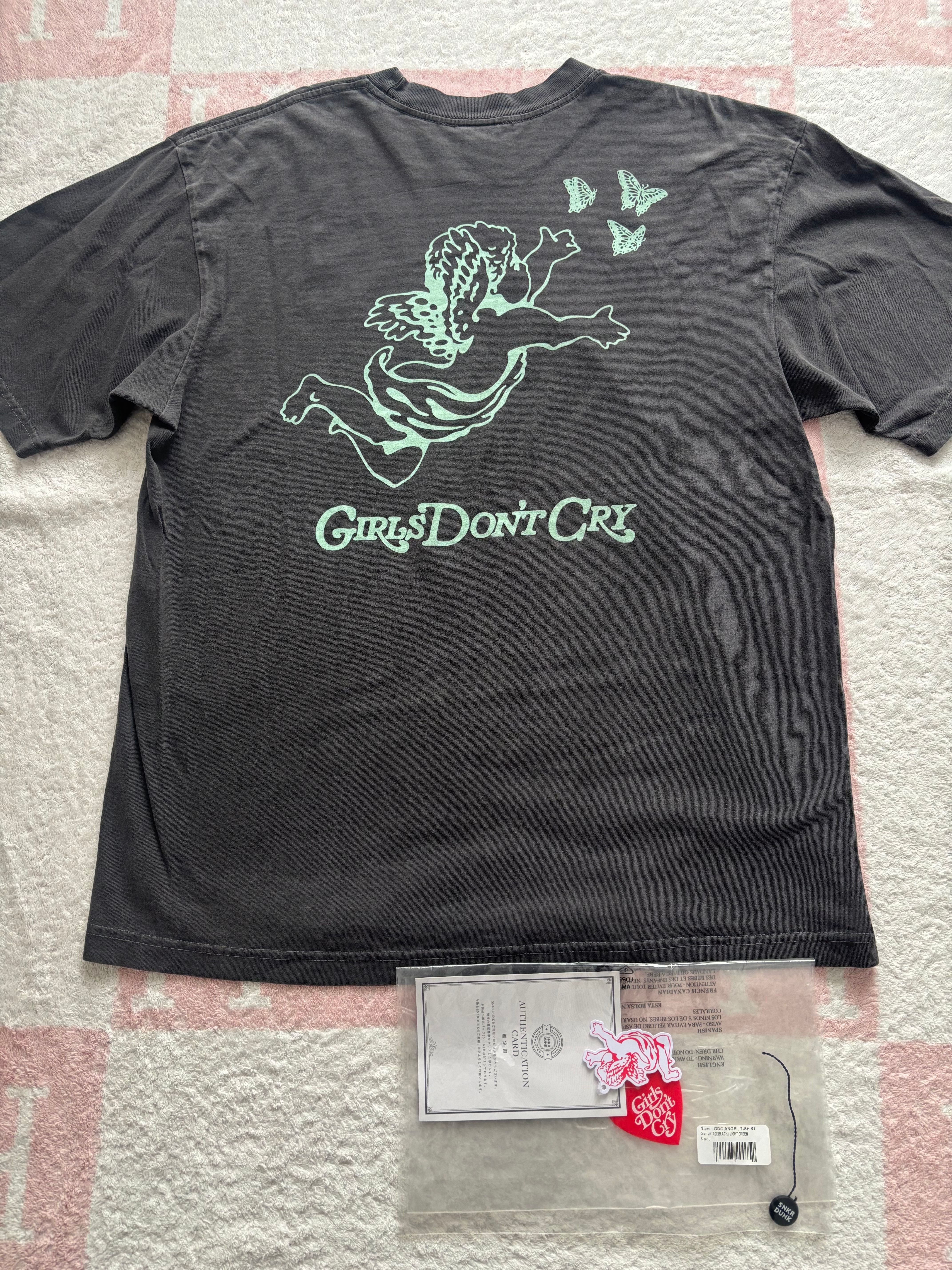 Girls Don't Cry OTSUMO PLAZA Exclusive Item GDC Angel T-shirt "Vintage Black/Light Green" / VERDY