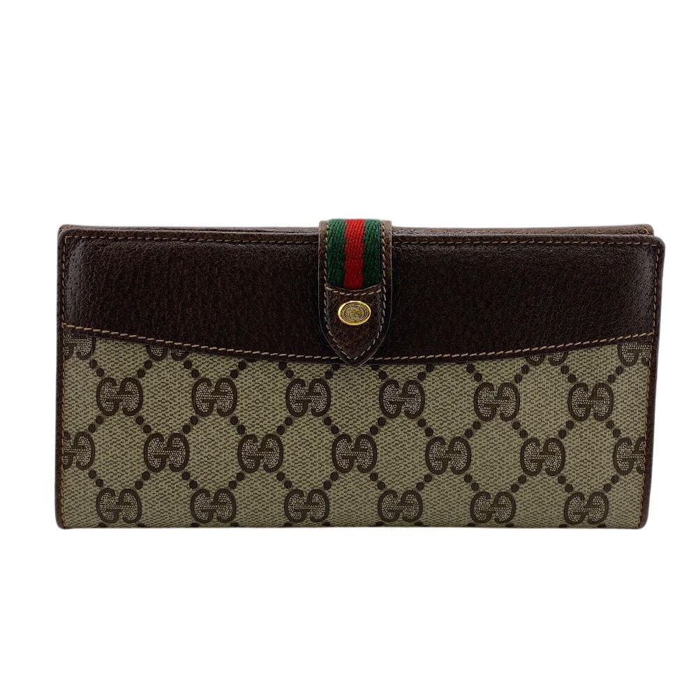グッチ GUCCI 長財布 シェリー オールドグッチ GG Wホック 二つ折り長財布 64 ブラウン