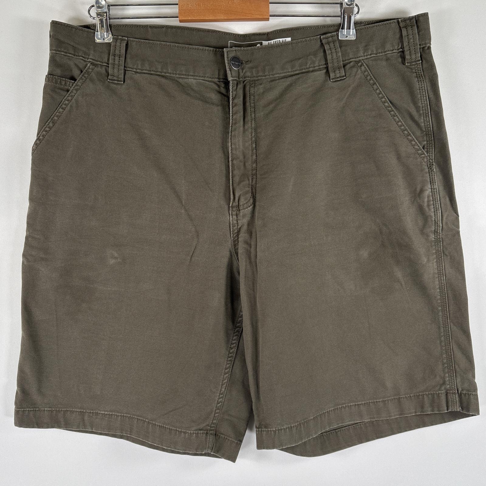 古着 カーハート Carhartt ショートパンツ 半ズボン ハーフパンツ 短パン ワンポイント ダック ペインター 大きいサイズ w40  グリーン系 メンズ