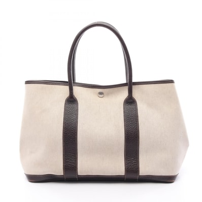 エルメス HERMES ガーデンパーティPM トートバッグ バッグ トワルアッシュ / ネゴンダ トワルアッシュ ベージュ □H刻印(2004年製造) レディース ベージュ系 / ブラウン系 【中古】