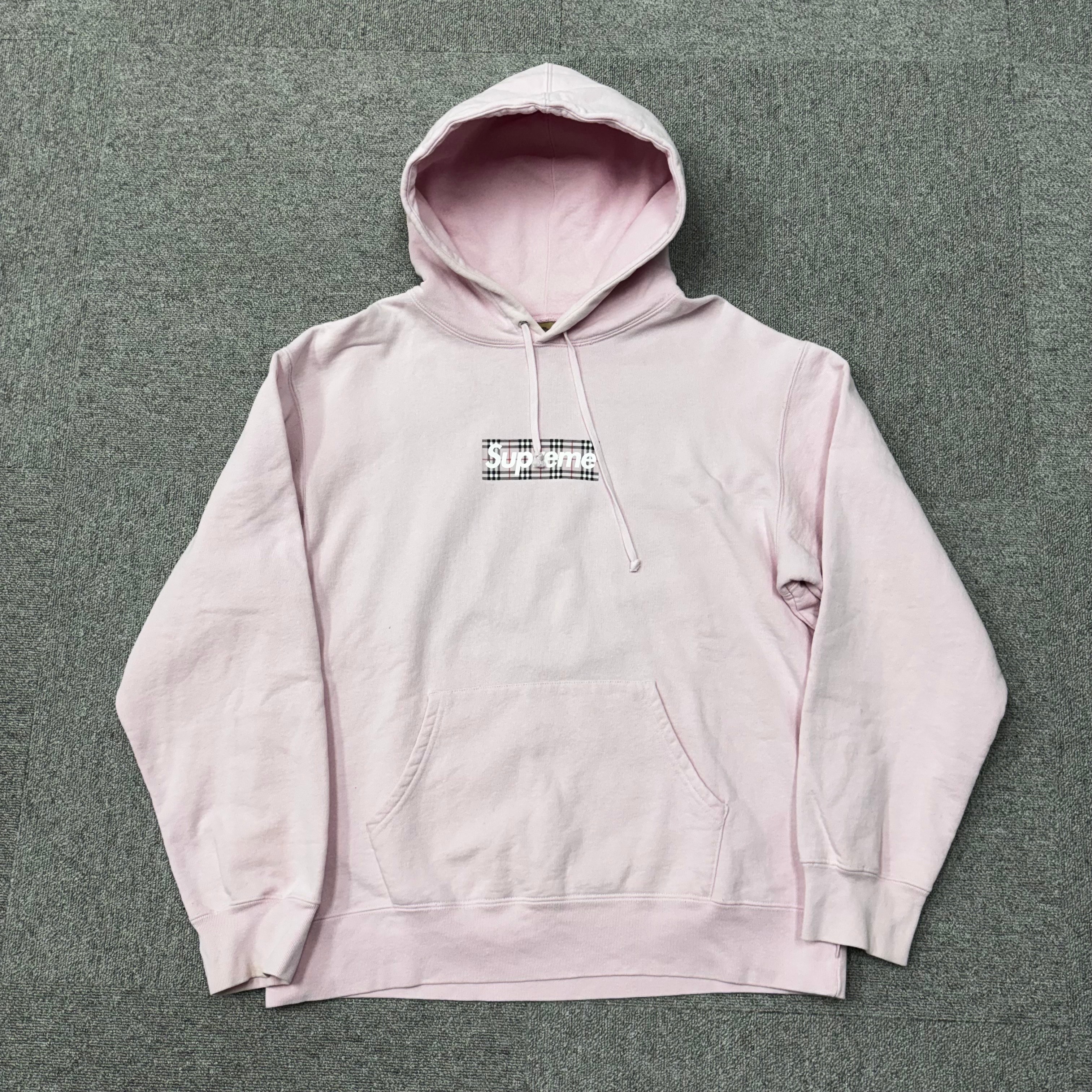Supreme / Burberry Box Logo Hooded Sweatshirt "Pink"