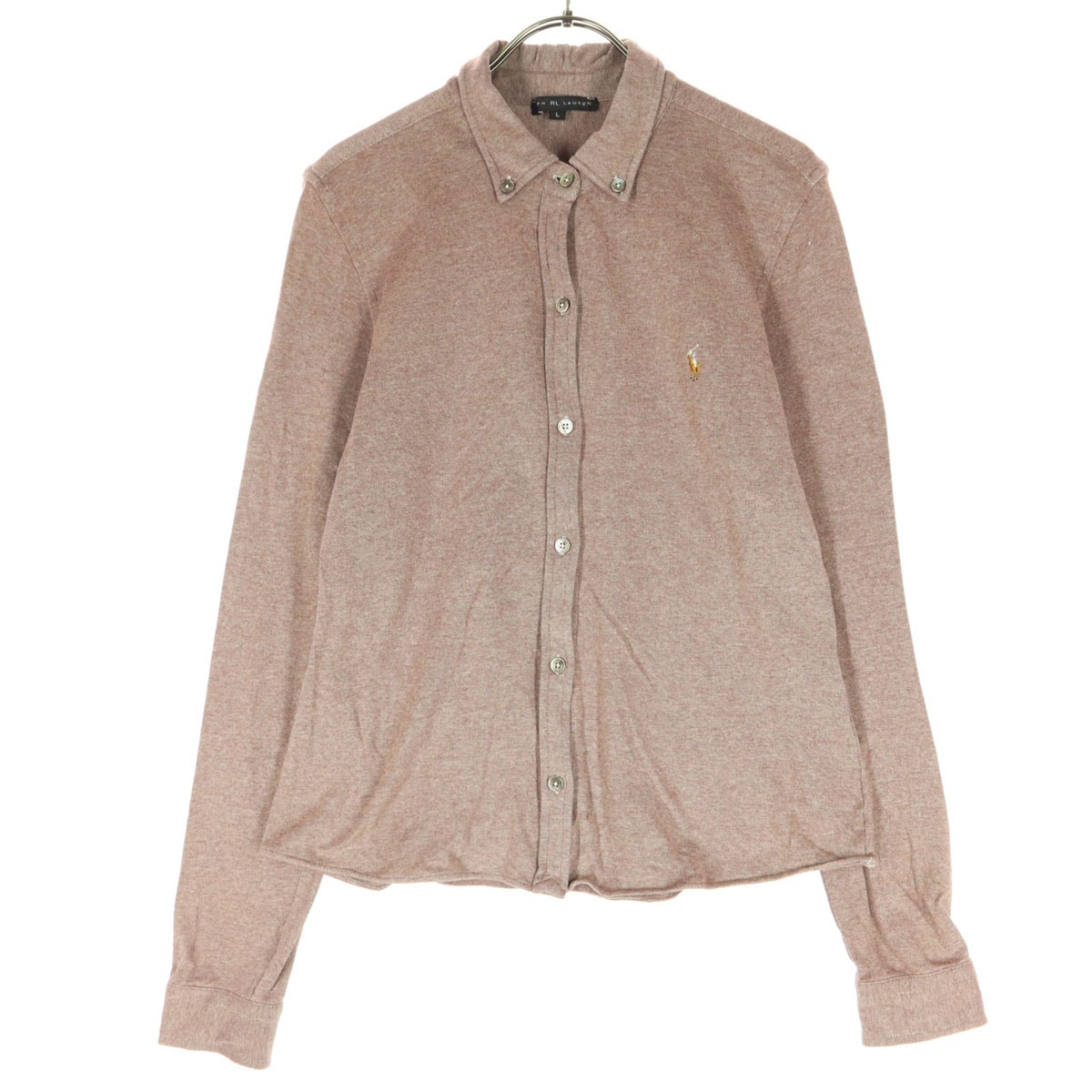 RALPH LAUREN ラルフローレン ワンポイントロゴ 長袖 ボタンダウンシャツ L ワインレッド系 ブラウス