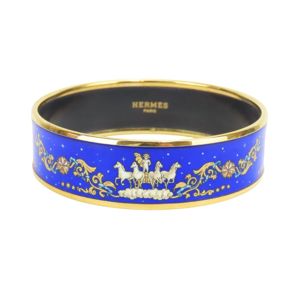 【中古】 エルメス バングル エマイユGM メタル エナメル ブルー ゴールド 七宝 アクセサリー レディース 女性 HERMES