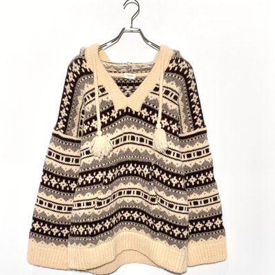 CELINE Oversized Baja Pullover / Shetland "Off White/Brown"