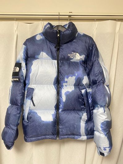Supreme x The North Face Bleached Denim Print Nuptse Jacket "Indigo"
