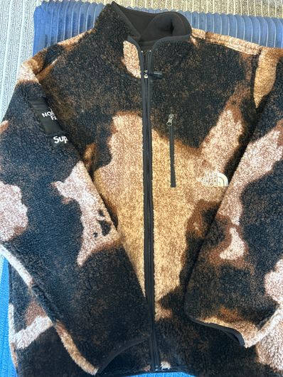 Supreme x The North Face Bleached Denim Print Fleece Jacket "Black"