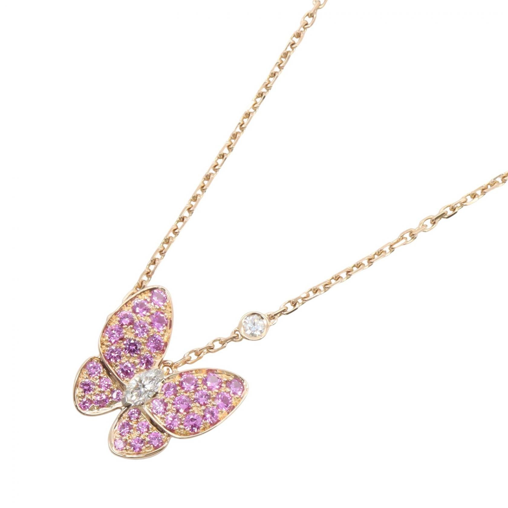 ヴァンクリーフ&アーペル Van Cleef & Arpels パピヨン ネックレス ピンクサファイヤ ダイヤ ネックレス ジュエリー K18PG(ピンクゴールド) ダイヤモンド ピンクサファイヤ レディース ゴールド系 / ピンク系