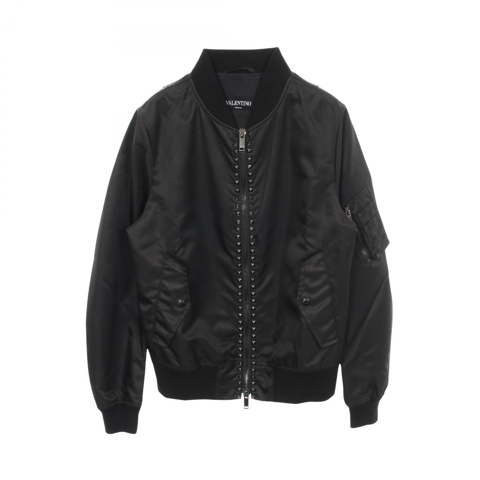 ヴァレンチノ Valentino ロックスタッズ ブルゾン 衣料品 アウター ナイロン メンズ ブラック系 NV0C11602KP 【中古】