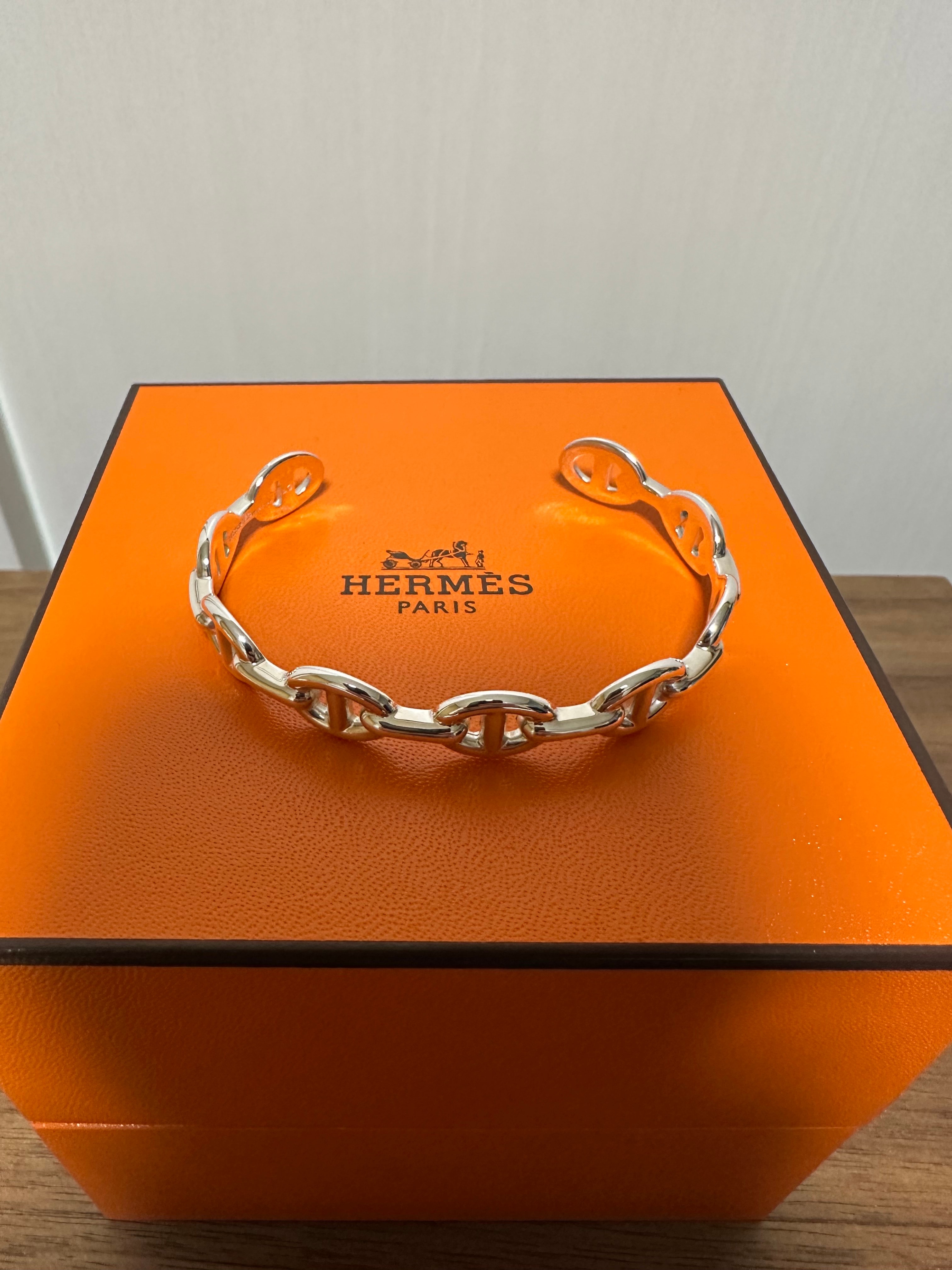 Hermes Chaine D'ancre Enchainee Bracelet Medium Model "Silver"