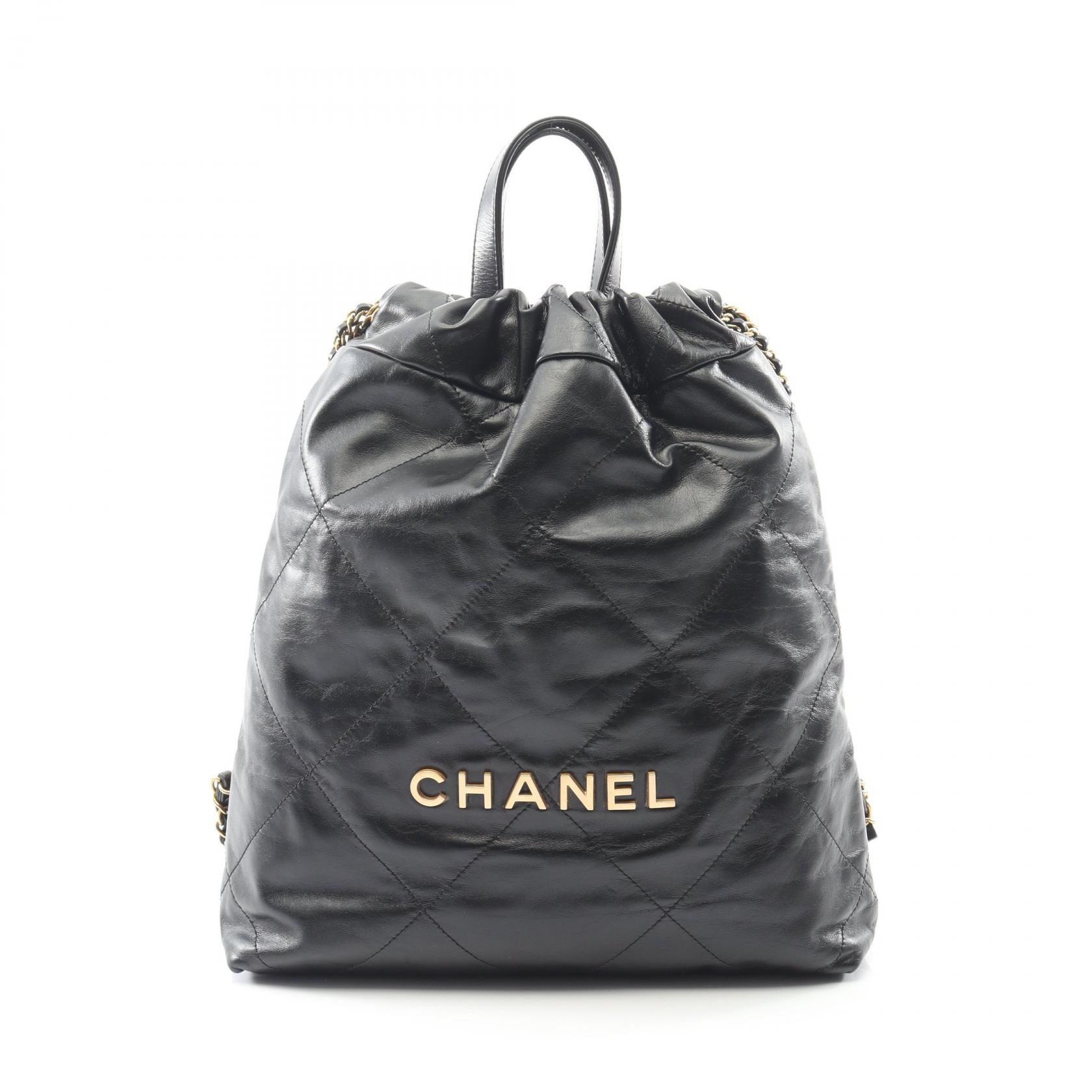 シャネル CHANEL シャネル22 スモール リュックサック バックパック バッグ レザー レディース ブラック系 【中古】