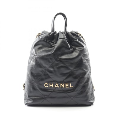 シャネル CHANEL シャネル22 スモール リュックサック バックパック バッグ レザー レディース ブラック系 【中古】