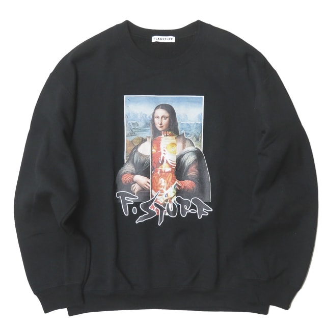 F-LAGSTUF-F FLAGSTUFF フラグスタッフ 19SS Mona Lisa SWEAT モナリザスウェット 19SS-FS-43 M ブラック トレーナー プルオーバー トップス s16964