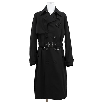 Dior ディオール トレンチコート サイズ 50 メンズ ウエストベルト ダブルブレスト ギンガムチェック襟 アウター ガーメント/ハンガー付属 ブラック レッド 黒 赤 イタリア製