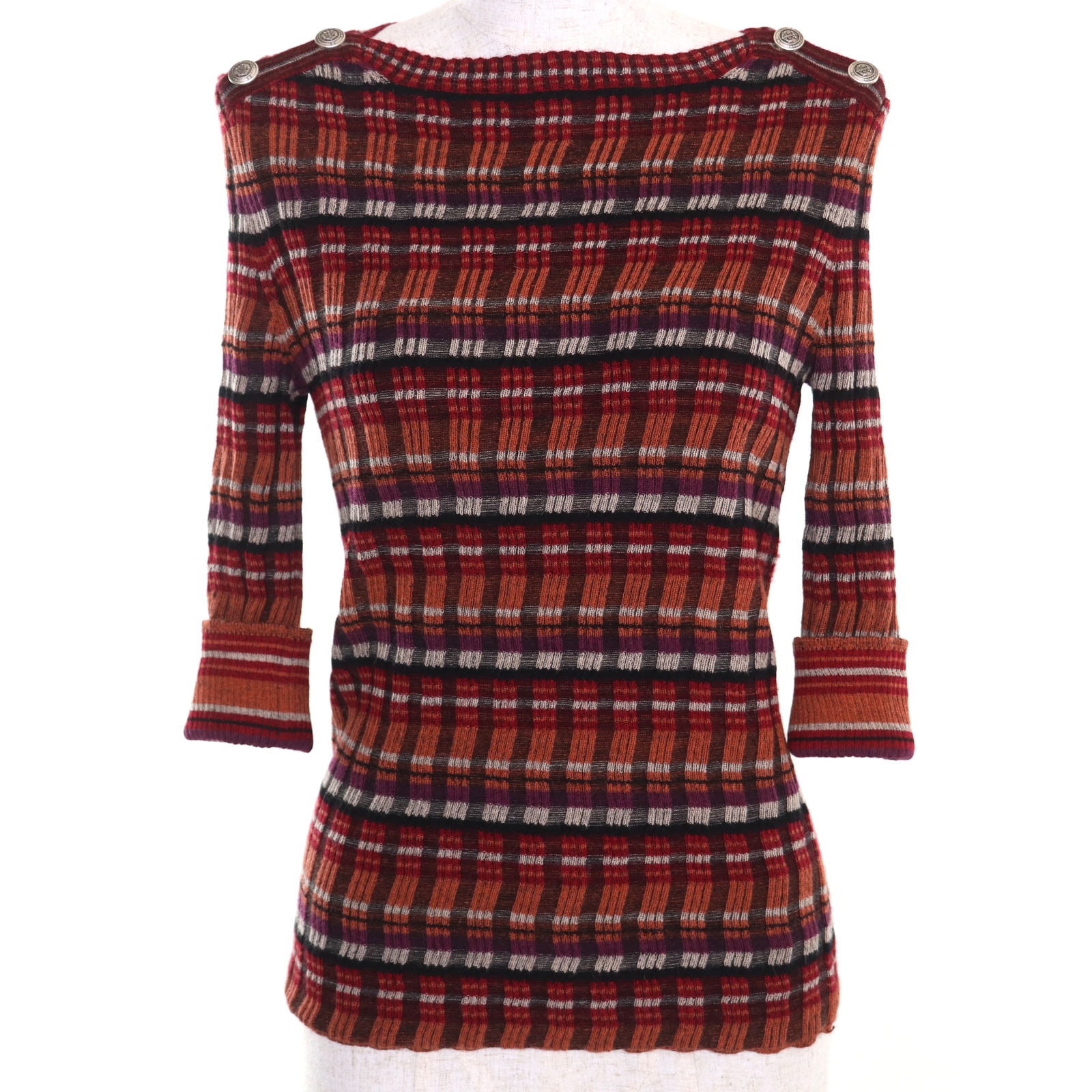 極美品 シャネル 半袖ニット マルチ レディース 36 P59263