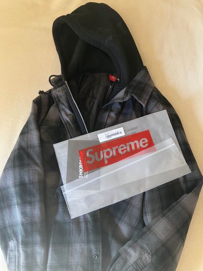 Supreme Hooded Flannel Zip Up Shirt "Black"