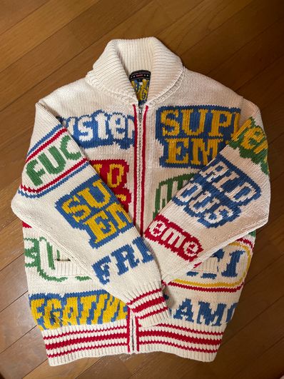 Supreme x HYSTERIC GLAMOUR Logos Zip Up Sweater "Natural"