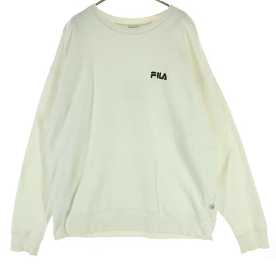FILA フィラ コットン ロゴ バックプリント 長袖 スウェット トレーナー L ホワイト