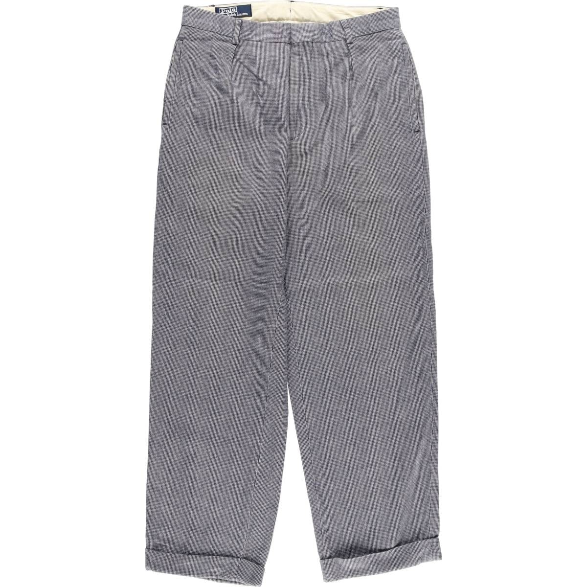 古着 ラルフローレン Ralph Lauren POLO by Ralph Lauren チェック柄 千鳥格子柄 ワンタック コットン スラックスパンツ メンズw31相当/eaa534473