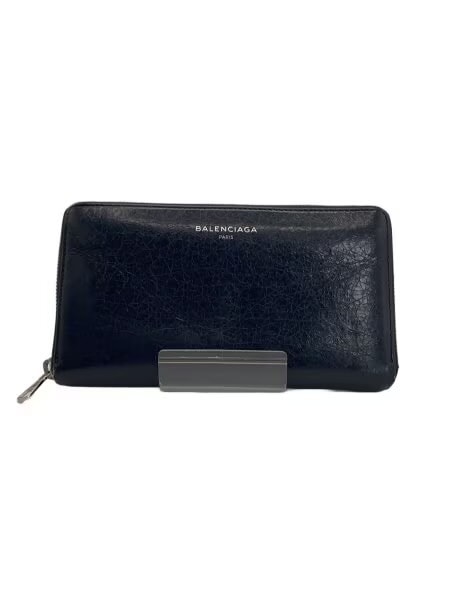 バレンシアガ ロゴ ラウンドファスナー ウォレット "ブラック" 519641_CU50N_1000