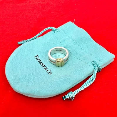 TIFFANY&Co. ティファニー グルーブド ウィズ リング シルバー925 K18イエローゴールド リング・指輪 8号 シルバー
37398