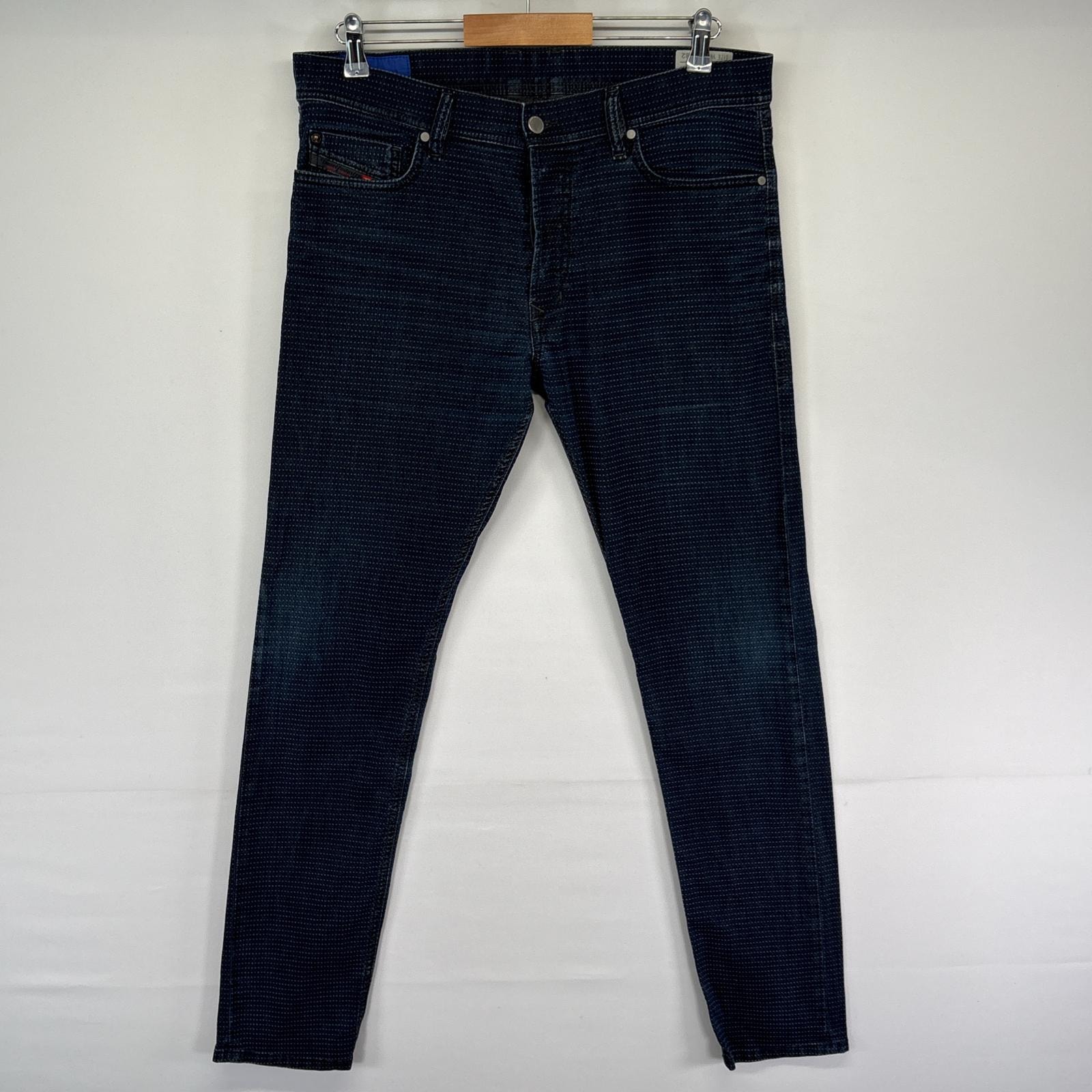 古着 ディーゼル DIESEL デニムパンツ キャロットデニム ドット柄 ジーパン ボタンフライ 5ポケット 33  ネイビー メンズ