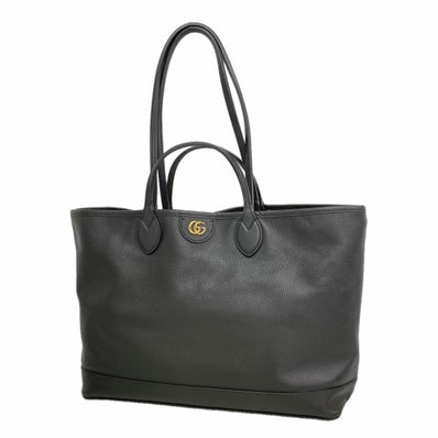 【6gd4647-k】グッチ トートバッグ GGマーモント 739730 レザー ブラック ゴールド金具 2wayバッグ【中古】レディース