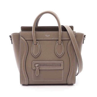 セリーヌ CELINE ラゲージ ナノショッパー 2WAY ハンドバッグ バッグ レザー レディース グレー系 【中古】