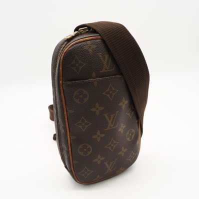 LOUIS VUITTON ルイ・ヴィトン モノグラム ポシェット ガンジュ M51870 ショルダーバッグ ブラウン コーティングキャンバス レザー メンズ