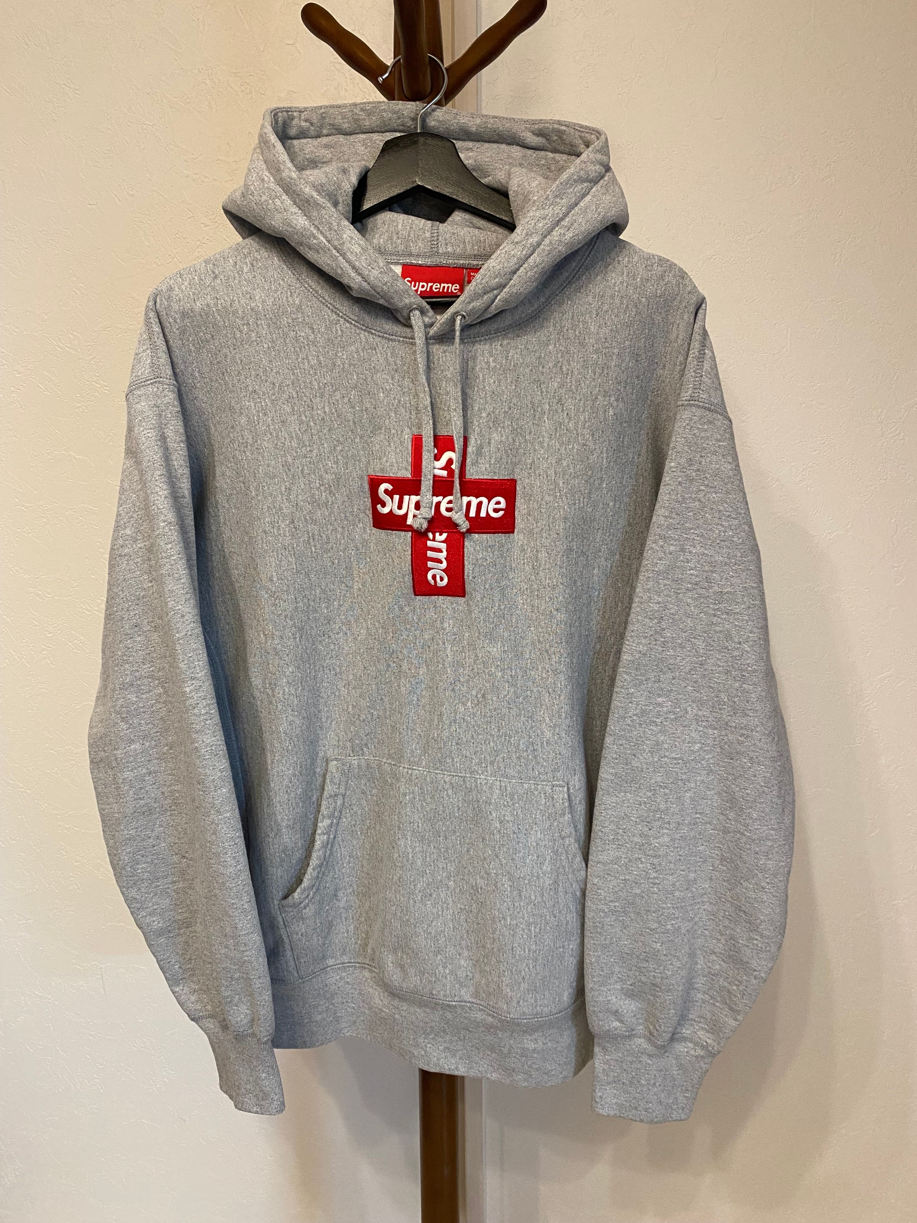 Supreme Cross Box Logo Hooded Sweatshirt "Grey"