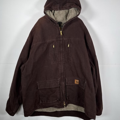 古着 カーハート Carhartt ダック アクティブジャケット オーバーサイズ パーカー 4XL ブラウン メンズ