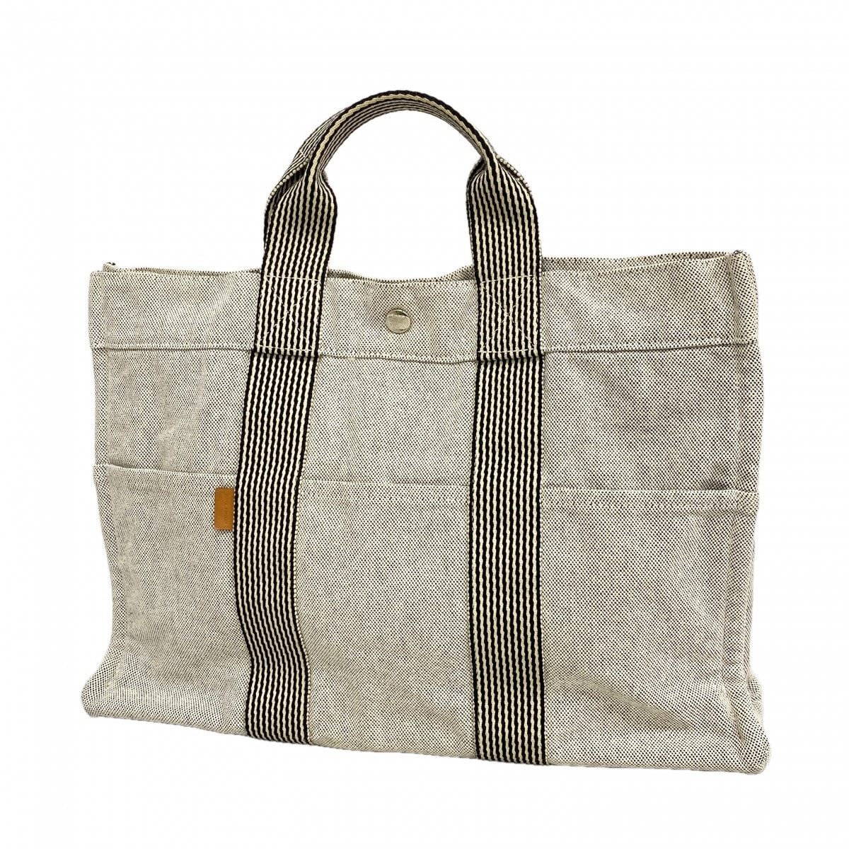★SALE【6fb2406-k】エルメス トートバッグ ニューフールトゥMM トワルアッシュ ブラック シルバー金具【中古】メンズ レディース ユニセックス